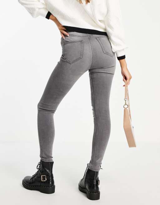 Miss Selfridge Lizzie high waist authentic skinny jeans in grey, 3 of 4