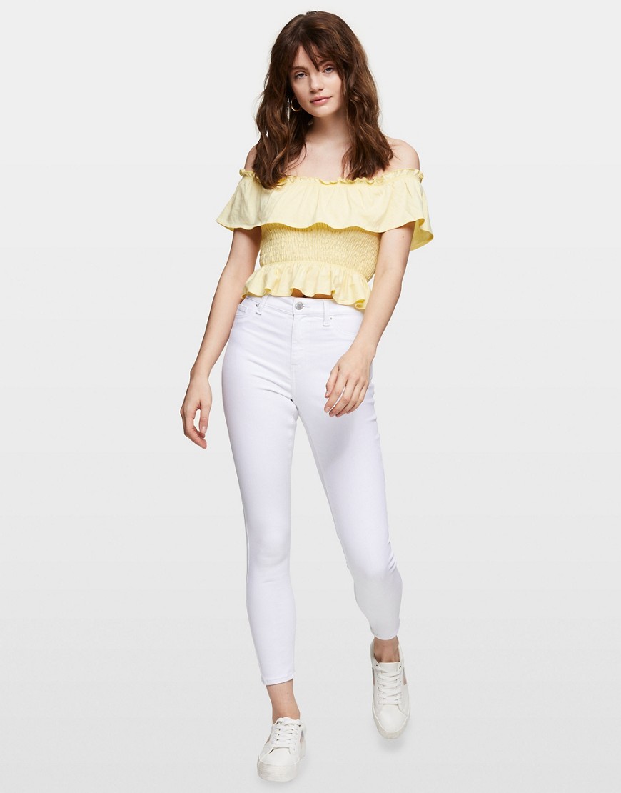 Miss Selfridge Lizzie recycled cotton high-waist skinny jeans in white