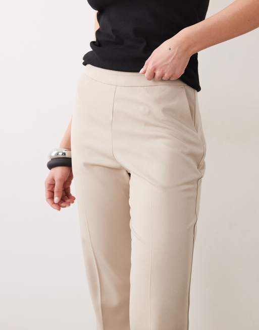 Miss Selfridge – Ljusbeige, figursydda byxor med raka ben, del av set, 3 av 5