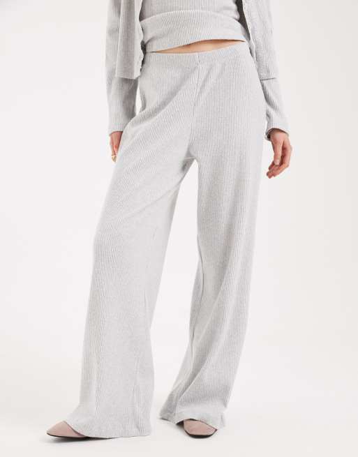 Miss Selfridge – Ljusgrå, ribbade byxor med borstad finish, del av set , 5 av 5