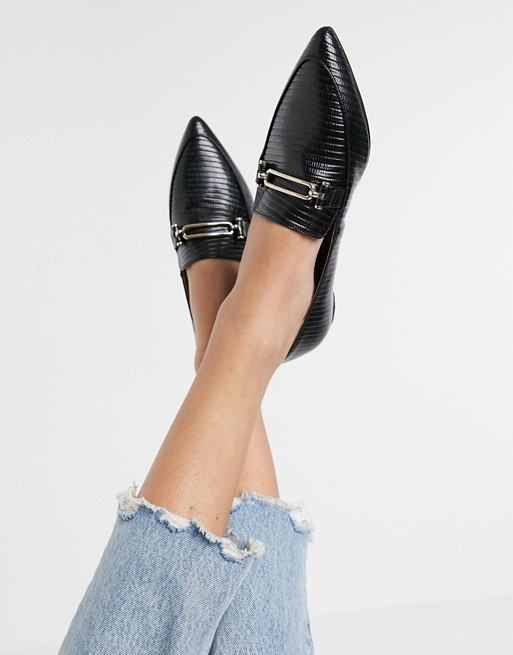 Miss Selfridge loafers with pointed toe in black