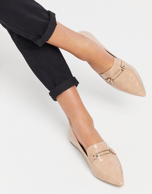 Miss Selfridge loafers with pointed toe in light pink