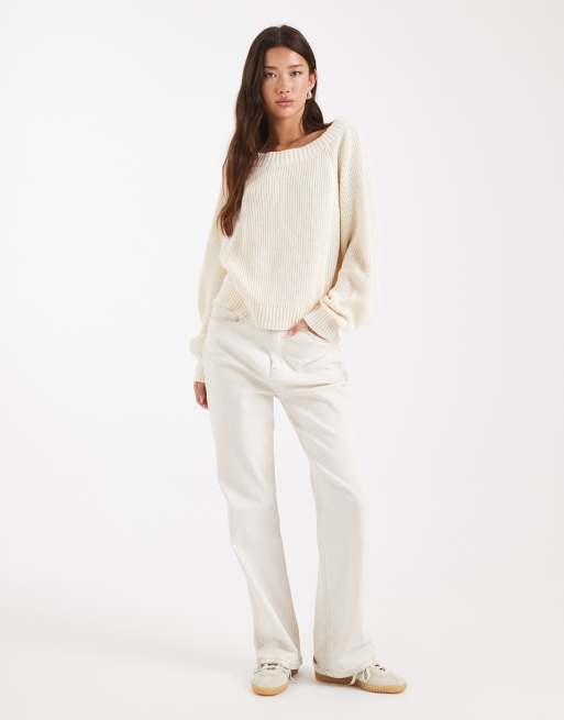 Miss Selfridge – Lockerer Oversize-Strickpullover in Buttermilchgelb, 3 von 4