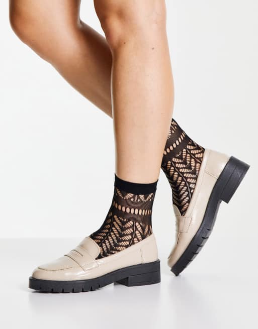 Miss Selfridge – Lola – Loafer in Taupe lackiert