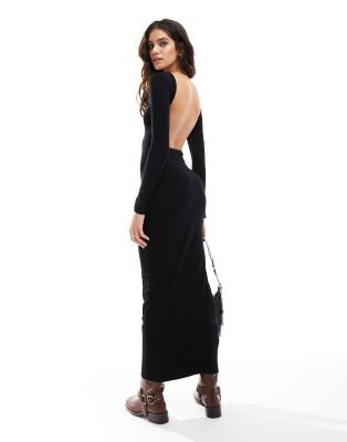 Miss Selfridge long sleeve bodycon maxi dress with open back in black 13.00 Grazia