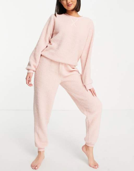 Miss Selfridge long sleeve borg top and trouser lounge set , 2 of 4