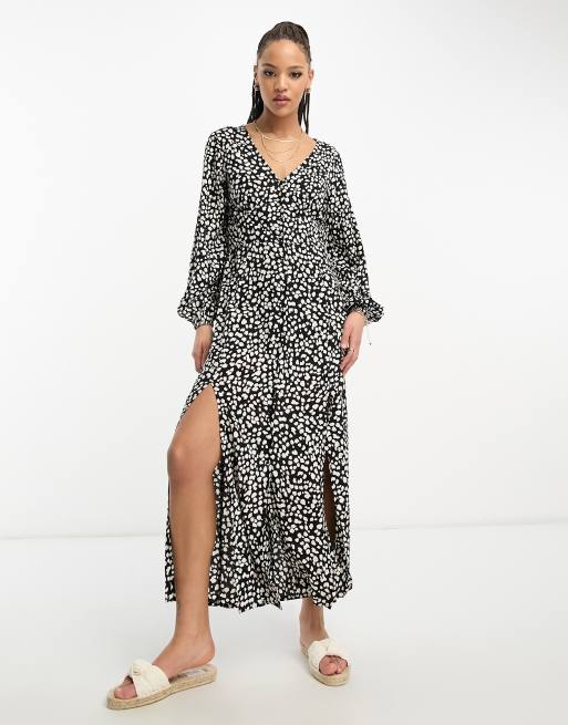 Long sleeve button store maxi dress