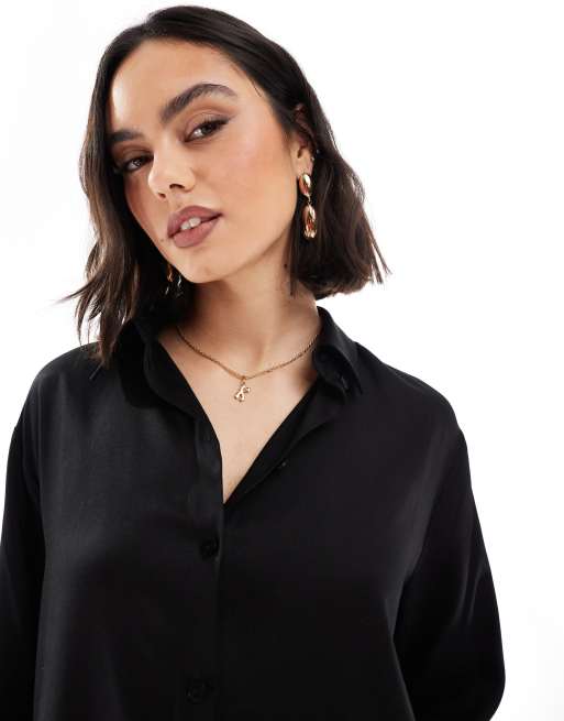 Miss Selfridge long sleeve drop waist pleated shirt dress | ASOS