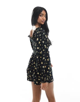 Miss Selfridge Long Sleeve Floral Romper
