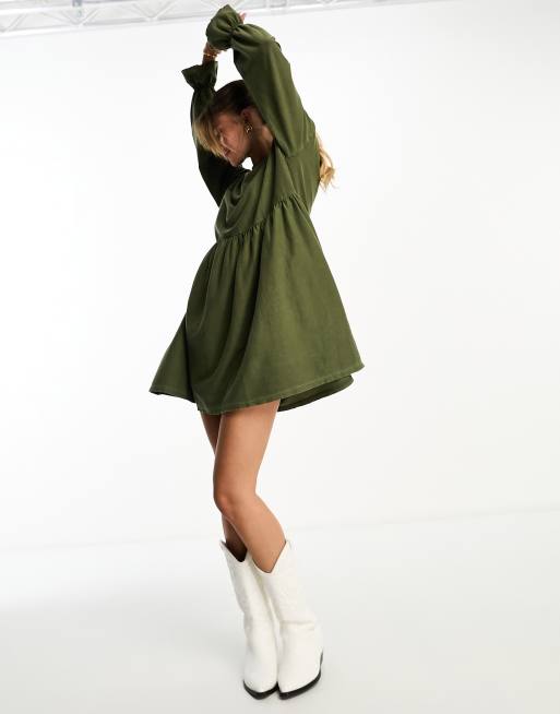 Long sleeve khaki dress hotsell