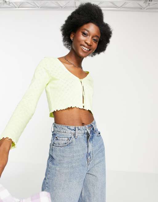 Lime green 2025 cropped cardigan