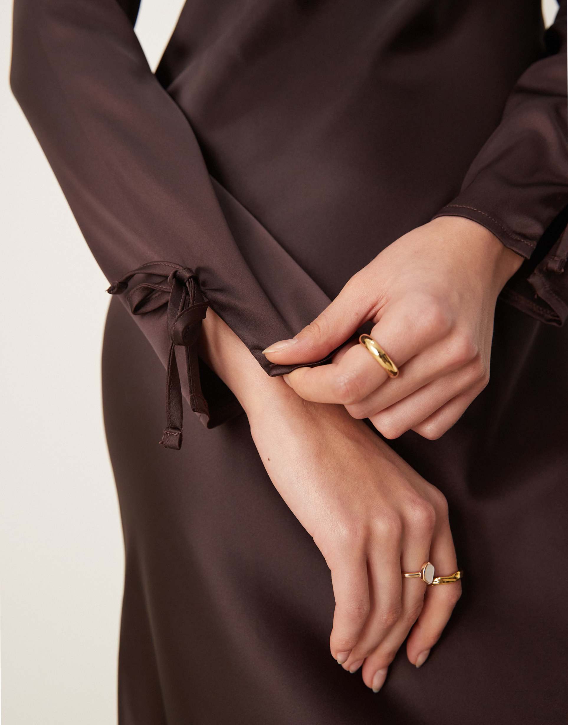 miss selfridge long sleeve maxi dress in brown