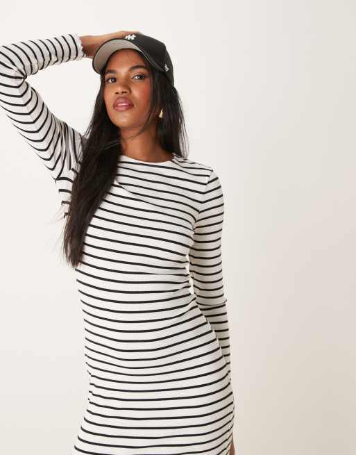 chinese dress ladies Blue & White Striped Dress
