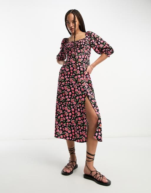 Mabel Red Ditsy Print Cotton Midi Dress – L'Atelier London