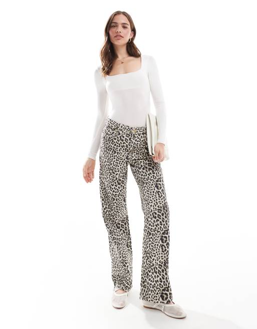 Miss Selfridge long sleeve square neck bodysuit in ivory