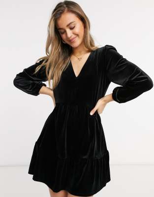 miss selfridge black velvet dress