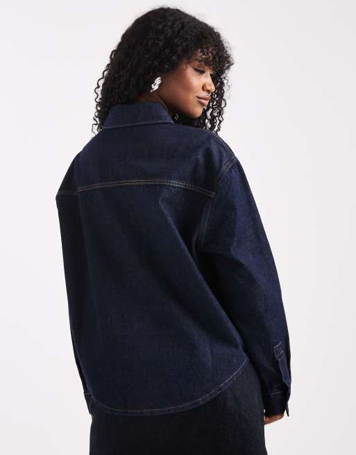 Miss Selfridge long sleeve western shirt in indigo wash, 2 of 4