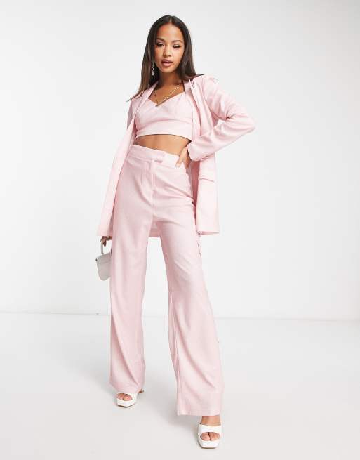 Miss Selfridge Longline Blazer Co Ord In Pink Glitter Asos