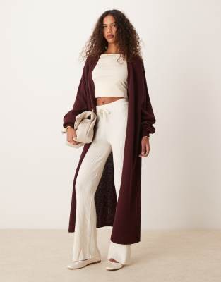 Miss Selfridge longline cardigan in burgundy-Red