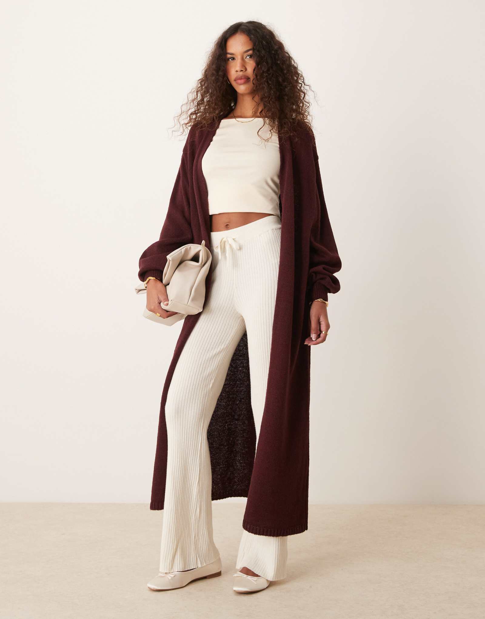 Удлиненный кардиган Miss Selfridge бордового цвета