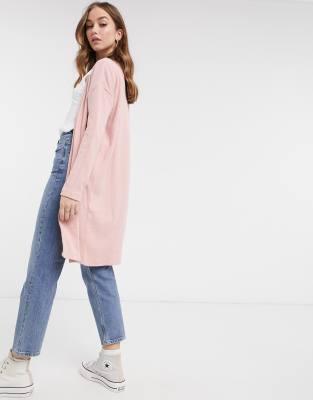 pink longline cardigan