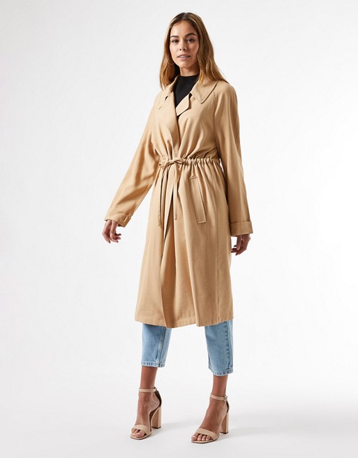 Miss Selfridge longline duster coat in camel