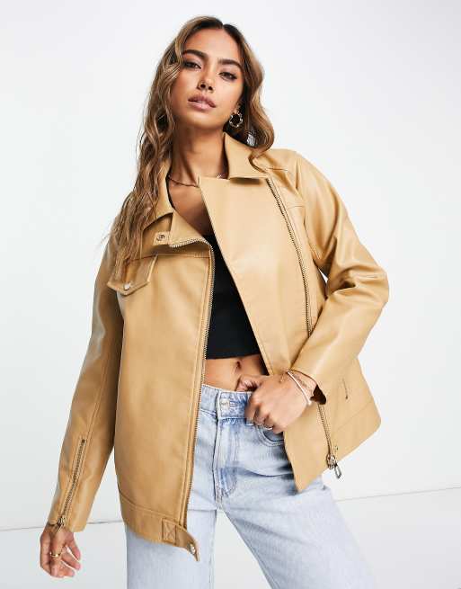 Camel Faux Suede Curve Biker Jacket – Highstreet Outlet UK