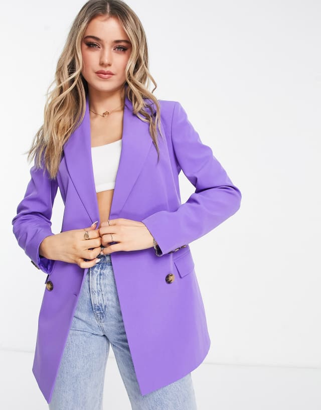 Miss Selfridge longline fitted waist blazer in purple