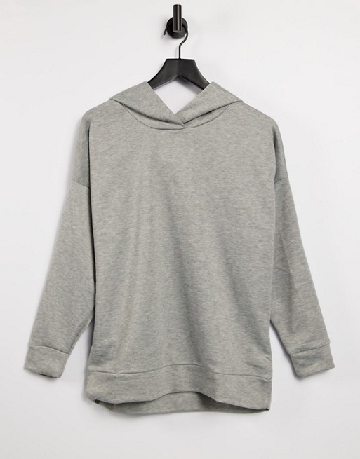 Miss Selfridge longline hoodie in grey
