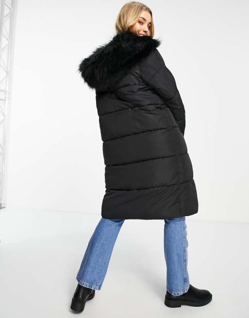 Miss selfridge padded parka coat in black sale