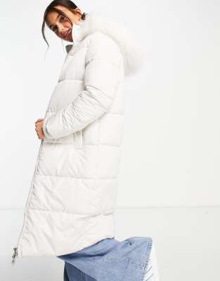 Miss Selfridge Longline Maxi Puffer Coat In Ivory white ModeSens