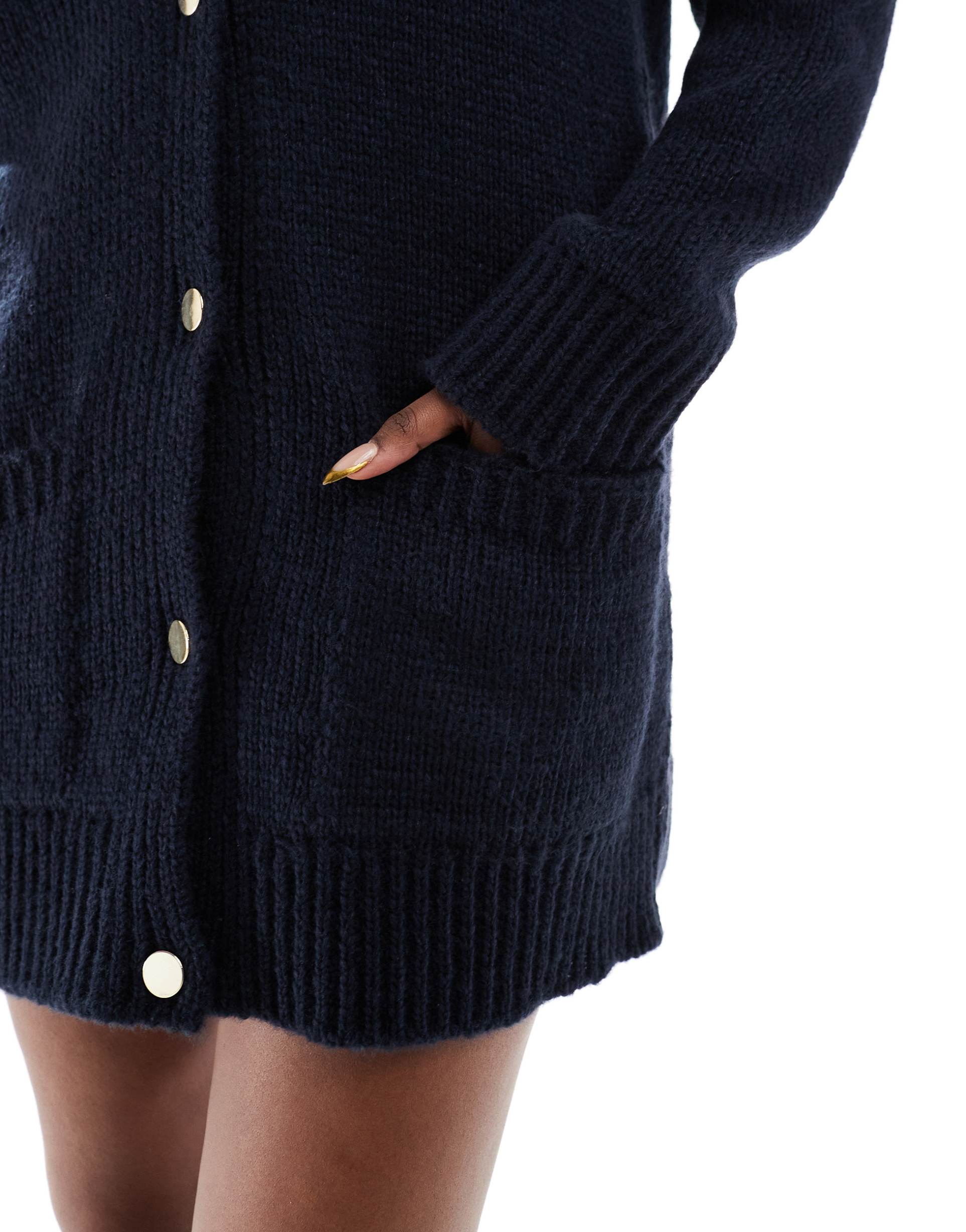 miss selfridge longline oversized cardigan dress in navy