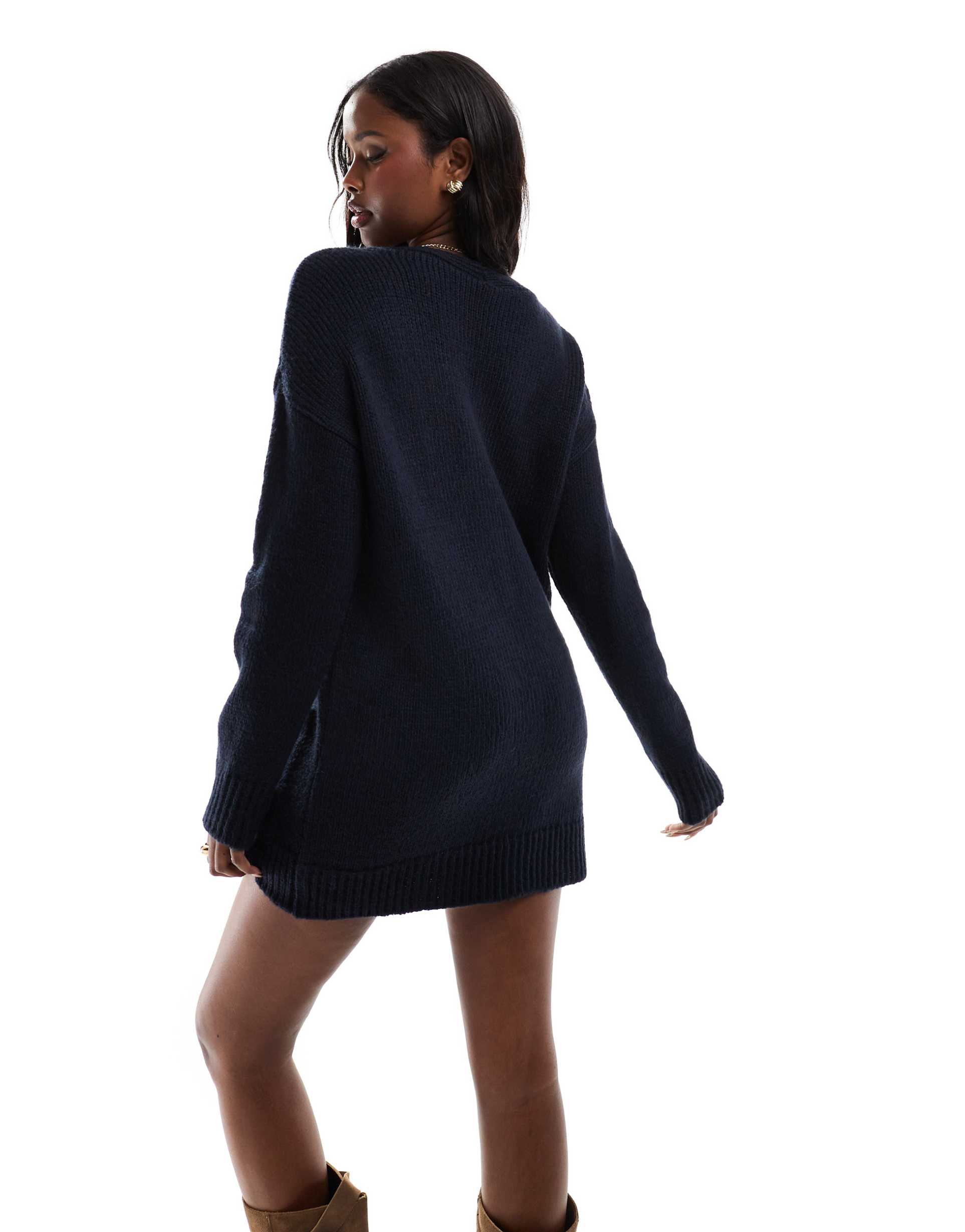 miss selfridge longline oversized cardigan dress in navy