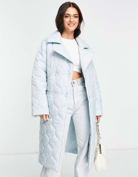 ASOS DESIGN cropped padded jacket in baby blue