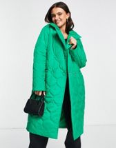 Topshop extreme shoulder brushed overcoat in green | ASOS