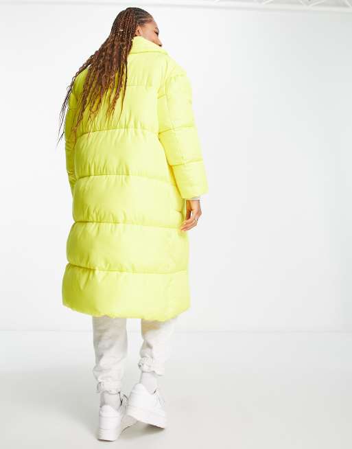 Mustard long puffer coat hot sale