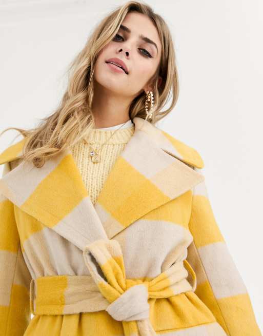 Miss selfridge yellow discount coat