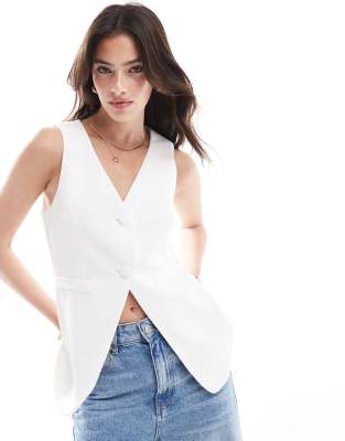 Miss Selfridge Longline Vest In Ivory-white