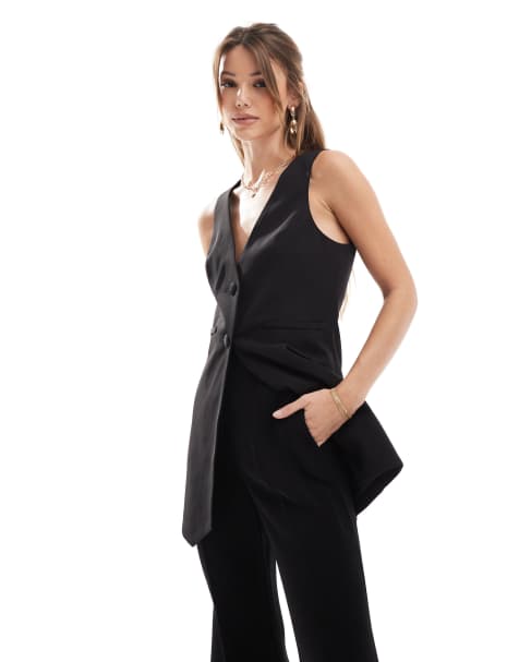 Miss Selfridge longline waistcoat in black (part of a set) - view 1