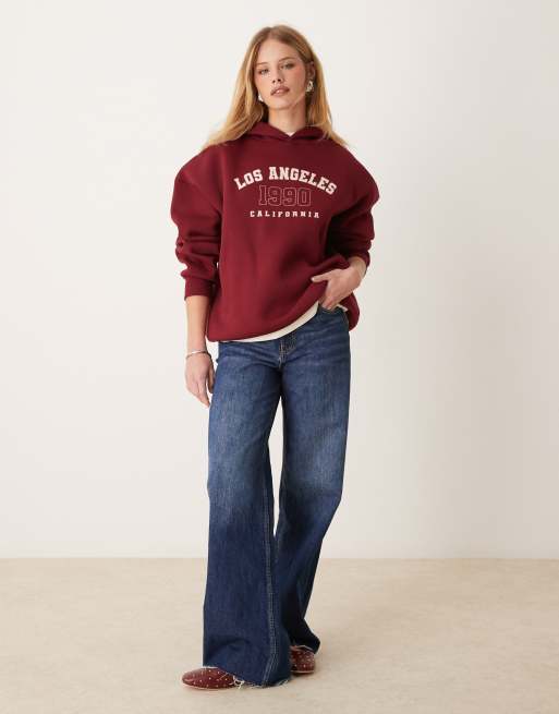 Miss Selfridge - Los Angeles - Felpa con cappuccio bordeaux, 2 di 4