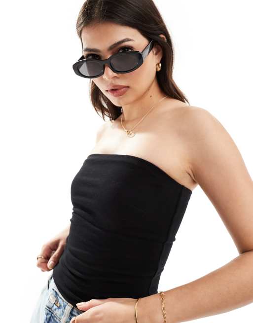 Miss Selfridge - Lot de deux tops bandeau - Noir et gris chiné, 4 de 4