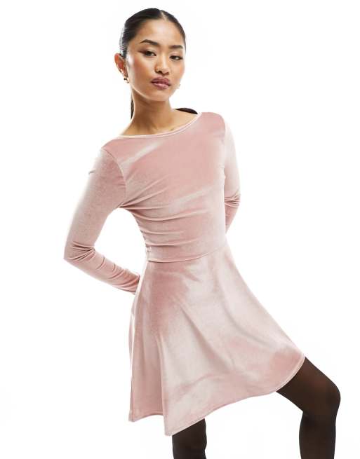 Stretch Velvet Dress- DUSTYPINK