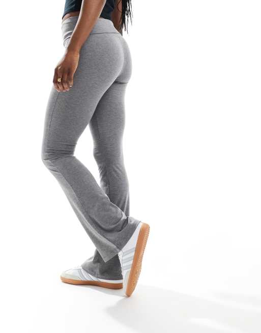Miss Selfridge low rise deep fold over waistband flare legging in dark gray, 5 of 5