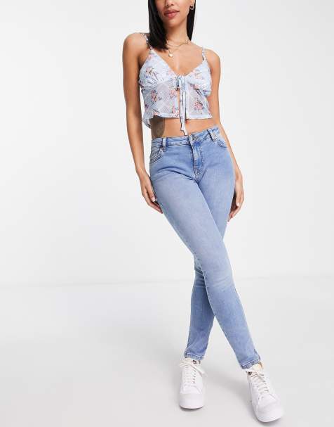 Miss Selfridge low rise lizzie skinny jean in light blue wash - view 1