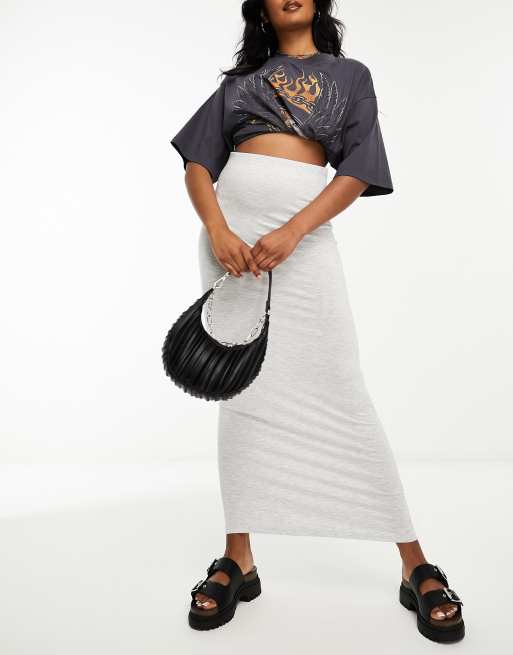 Miss Selfridge low rise maxi skirt in gray heather