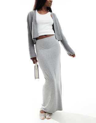 low rise maxi skirt in gray heather