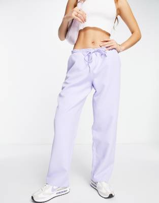 Miss Selfridge low rise wide leg trouser in lilac