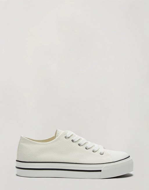 Miss Selfridge low top trainers in white