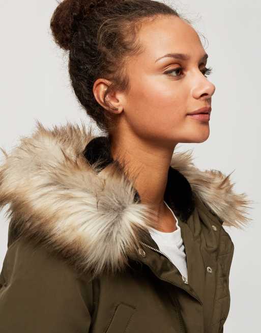 Miss Selfridge LUXE parka in khaki