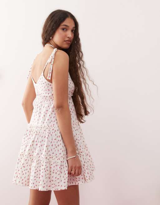 Miss Selfridge – Luźna warstwowa sukienka mini we wzór, 4 z 4